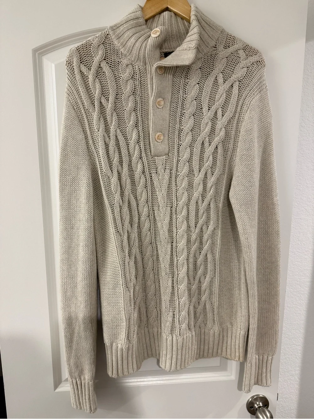 Banana Republic Men's Cable-Knit Sweater - Cream
